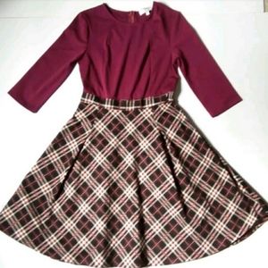 A NWT MissMay  L Red Tan Plaid Retro Dress